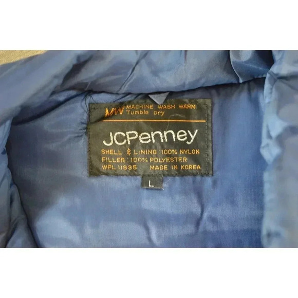 JCPenney Men's Vintage Blue Nylon & Polyester Puffer Vest Size L - Picture 4 of 6